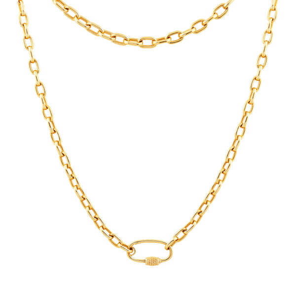 Colar de Elos Pequenos com Pingente Fecho de Rosca