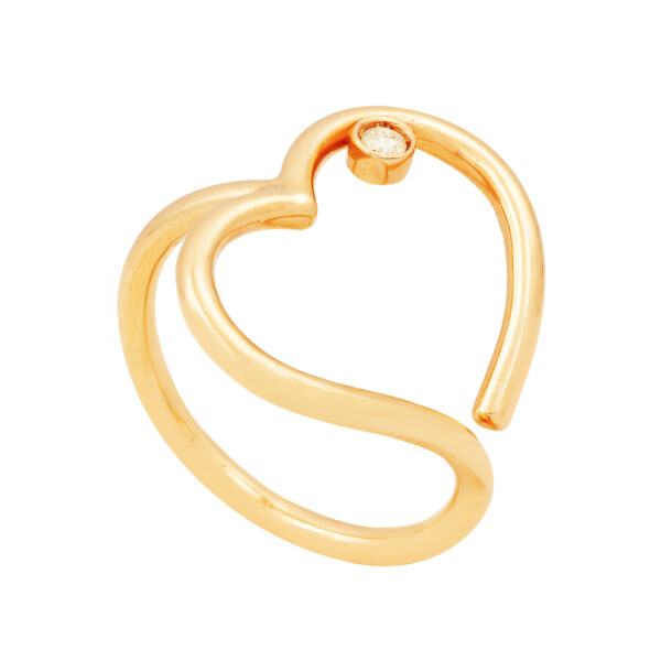 Anel Coração Vazado com Brilhante