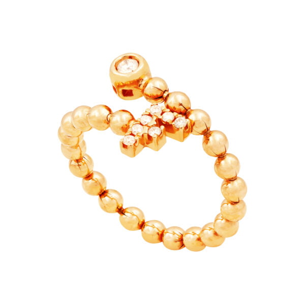 Anel de Bolinhas com Inicial em Brilhante